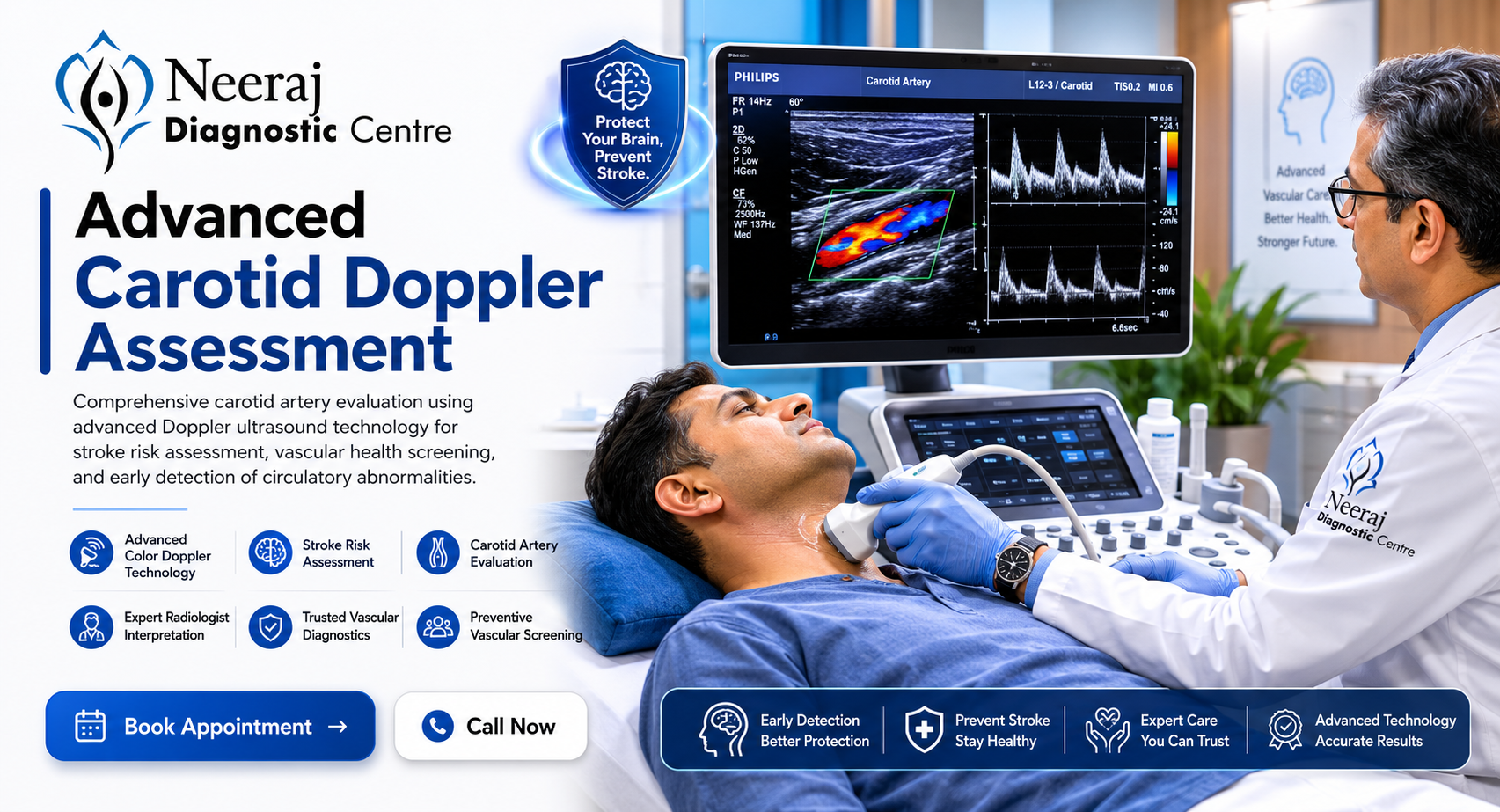 Advanced carotid Doppler assessment at Neeraj Diagnostic Centre